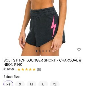 NWT Aviator Nation Bolt Stitch Lounger Shorts Charcoal with Neon Pink. XS